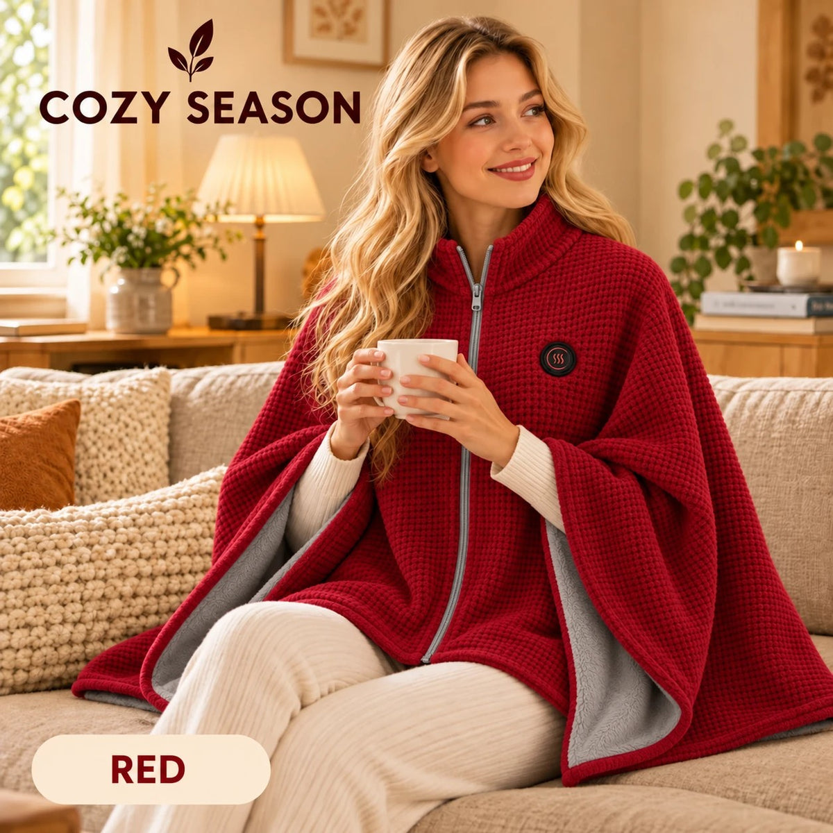 Cozy Season heated wearable blanket in Red