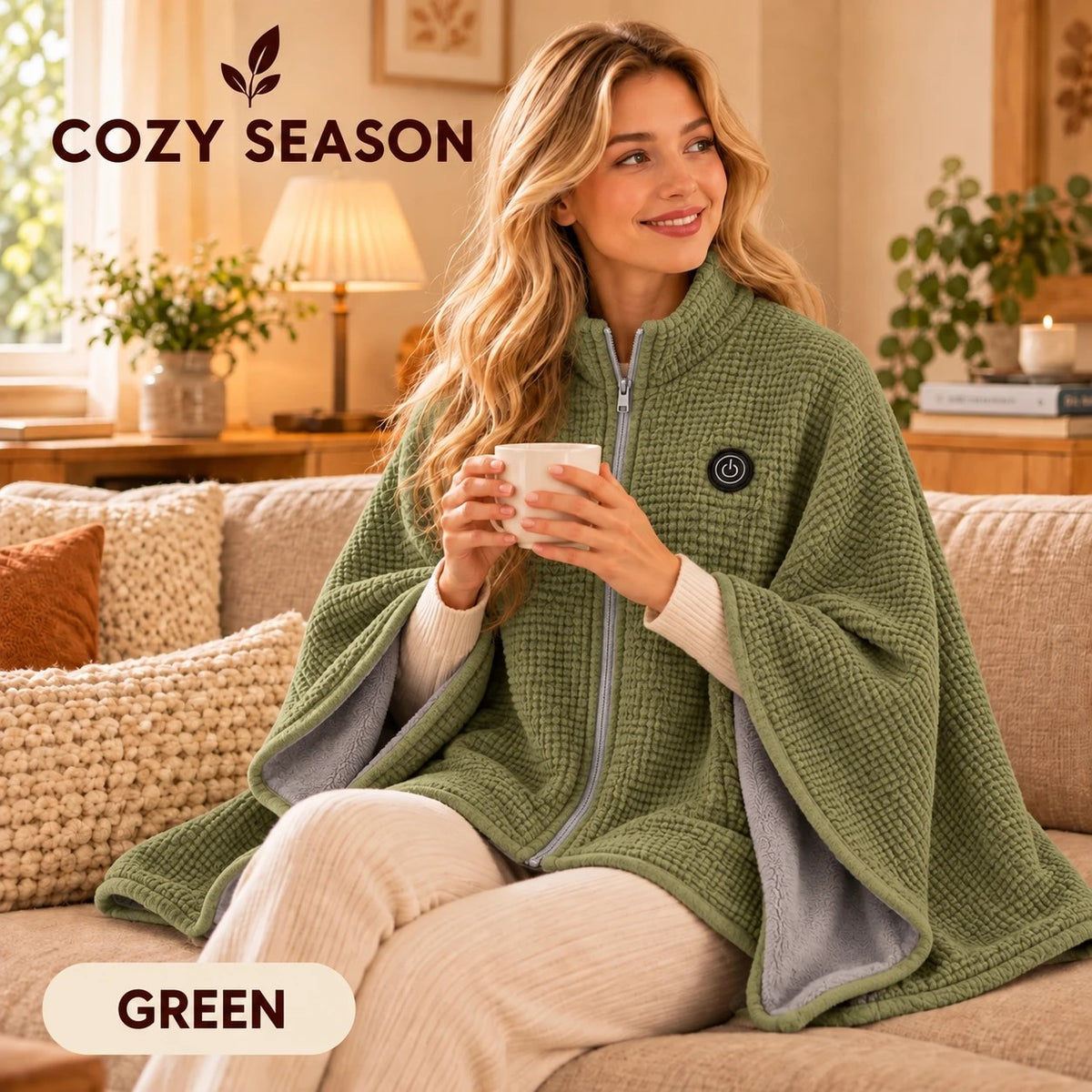 Cozy Season heated wearable blanket in Green